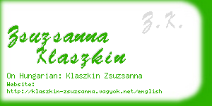 zsuzsanna klaszkin business card